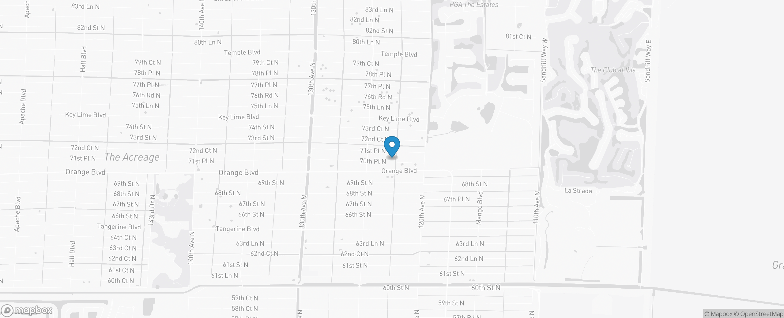 Map showing MTJ Construction at 12291 70th Place North, West Palm Beach, FL 33412